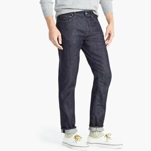 J. Crew Mens 484 Slim Leg Kurabo Japanese Fabric Jeans Size 34x32 Dark Wash Prep